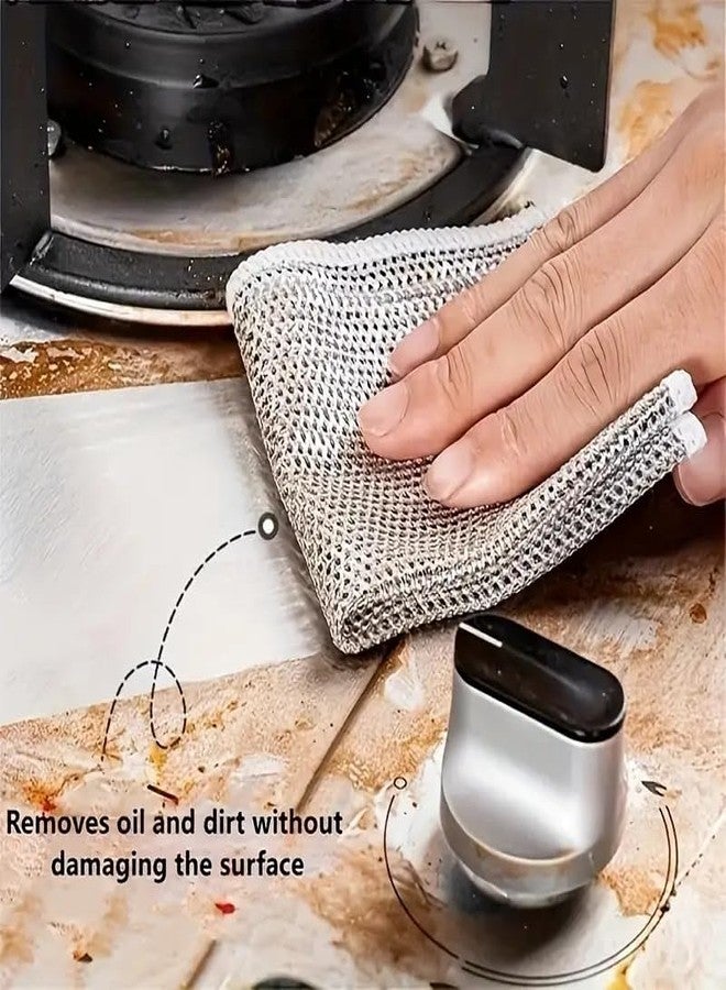 Afrodite Non Scratch Wire Dishcloth, Multipurpose Wire Dishwashing Rag for Wet and Dry, Multifunctional Dish Rags for Washing Dishes, Reusable Steel Wool Scrubber for Kitchen Cleaning (6pcs) - Image 2